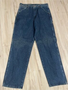 Wrangler Carpenter Jeans Men’s 34x34 Relaxed Fit Blue Denim Utility Work Pant